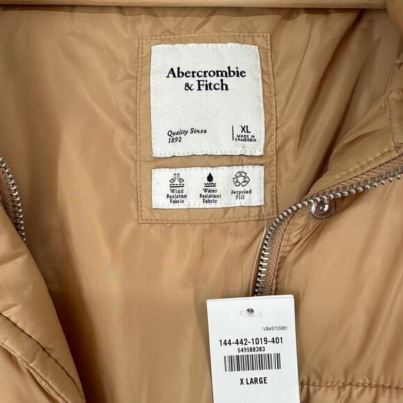 Abercrombie & Fitch Oversized Utility Puffer Jacket, Light Brown/ Tan NWT - Picture 9 of 13